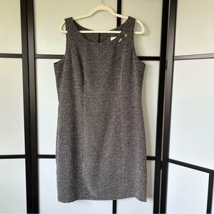 [16] Vintage Jessica Rayon Blend Tweed Style 90s Mod Structured Midi Dress
